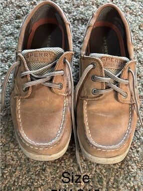 Sperry Kids Tan/Brown Leather 2-Eye Boat Shoes